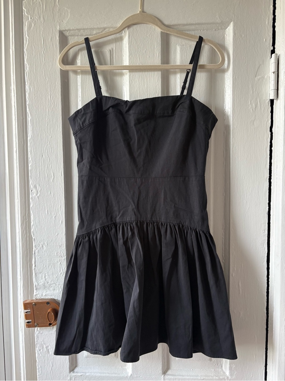 Abercrombie & Fitch Black Spaghetti-Strap Drop Waist Mini Dress